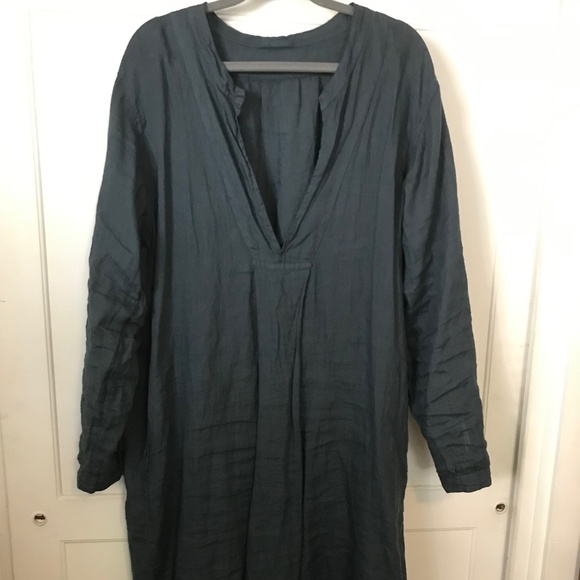 CP Shades Dresses & Skirts - CP Shades Slate Blue Linen Dress